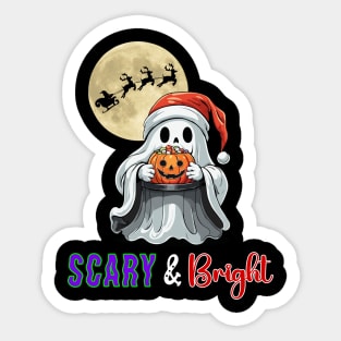 Scary and Bright | Chibi Halloween Ghost in a Santa Hat Sticker